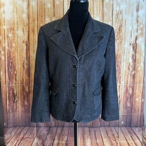 Requirements Women’s Charcoal Shimmer Peak Lapel Blazer Button Front Size 12